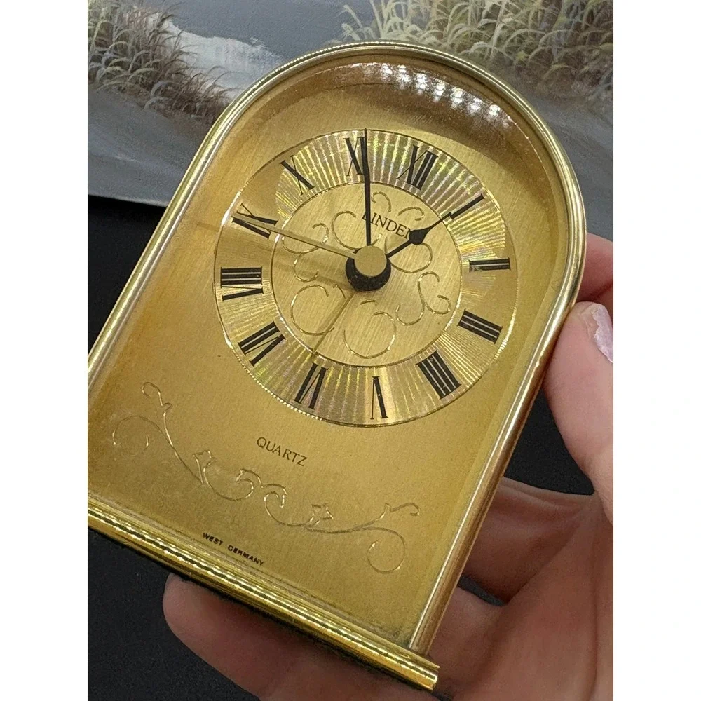 Linden Vintage Arched Desk Clock West Germany Quartz Roman Numeral UNTESTED